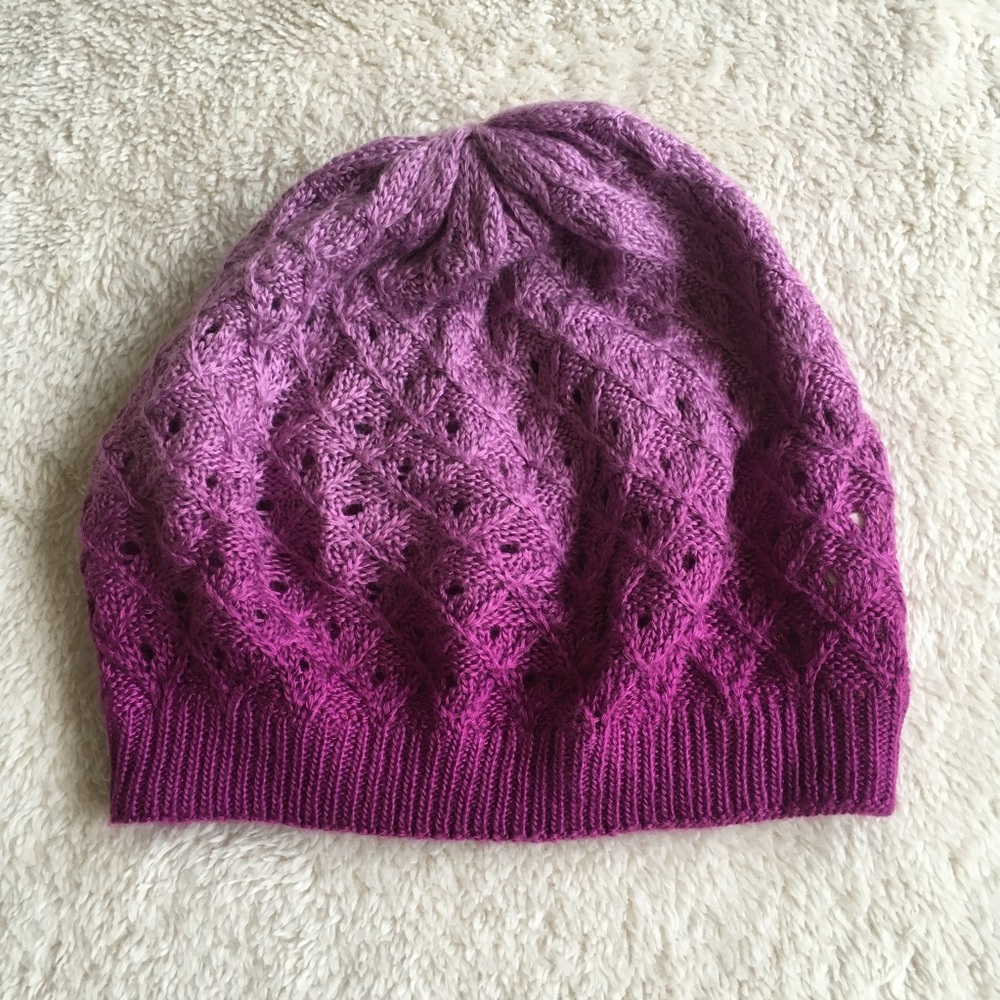 Ombre Mauve Crochet/Open Knit Slouchy Beanie